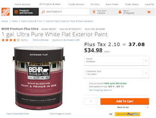 1 gal. Ultra Pure White Flat Exterior Paint 320x244